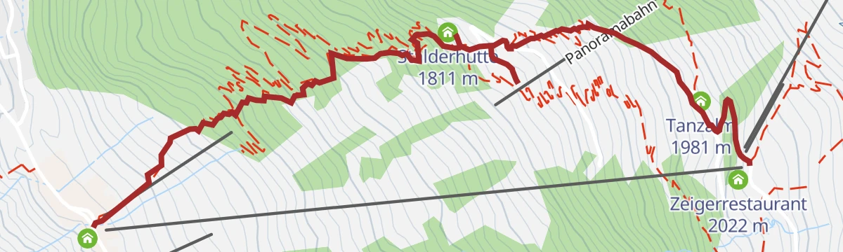 Route map: Übern Bärensteig zur Stalderhütte - Hochzeiger Haus - Tanzalm